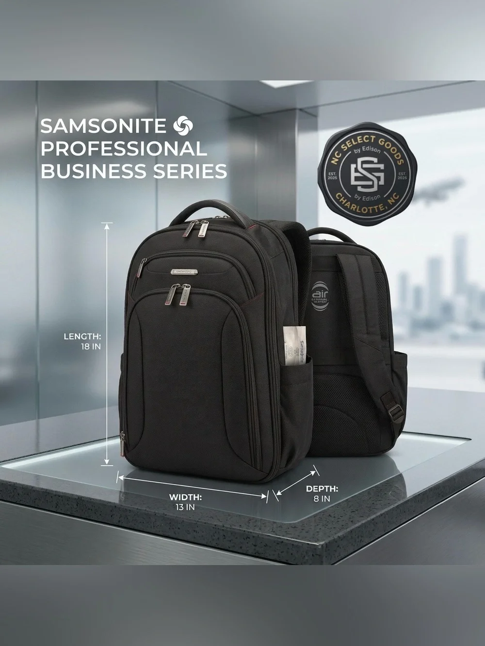 Samsonite Xenon 3.0 TSA Laptop Backpack Black Red Accent Professional Bag 7805